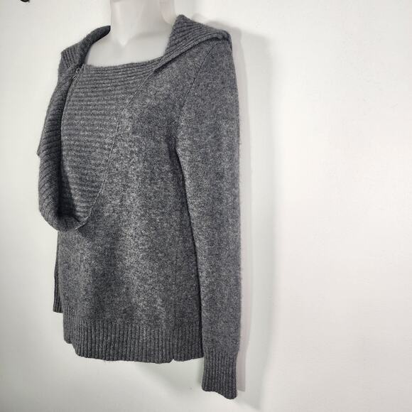 J Crew Women Dream Asymmetrical Zip Henley Sweater Gray Wool Cashmere Small Knit - Picture 5 of 10
